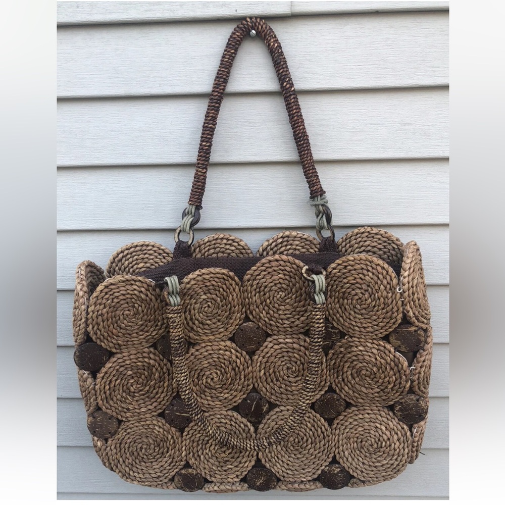 Tommy Bahama  Handbags Brown Straw Satchel Zip Closure Lined Boho